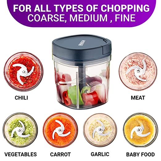 Inalsa Manual Chopper Chop It XL - Six Layer SS Chopping Blade | Coarse, Medium, Fine for All Types of Chopping | 900 ml Capacity | Anti Skid Base Inalsa Manual Chopper Chop It XL - Six Layer SS Chopping Blade | Coarse, Medium, Fine for All Types of Chopping | 900 ml Capacity | Anti Skid Base
